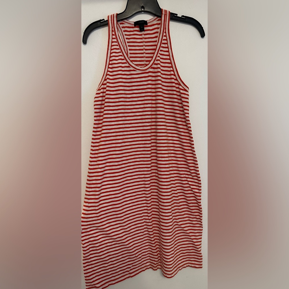JCrew Cotton Red & White Striped Racerback Dress, Medium